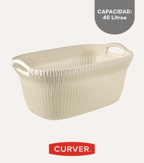 Cesta con Asas Knit de Plástico