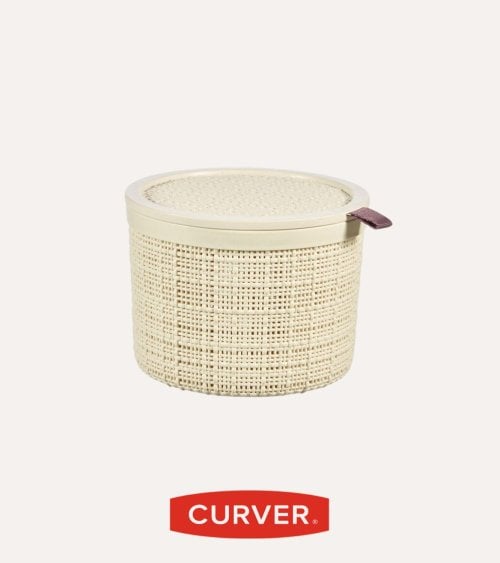 Cesta con Tapa Jute de Plástico Reciclado