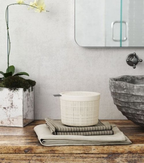 Cesta con Tapa Jute de Plástico Reciclado