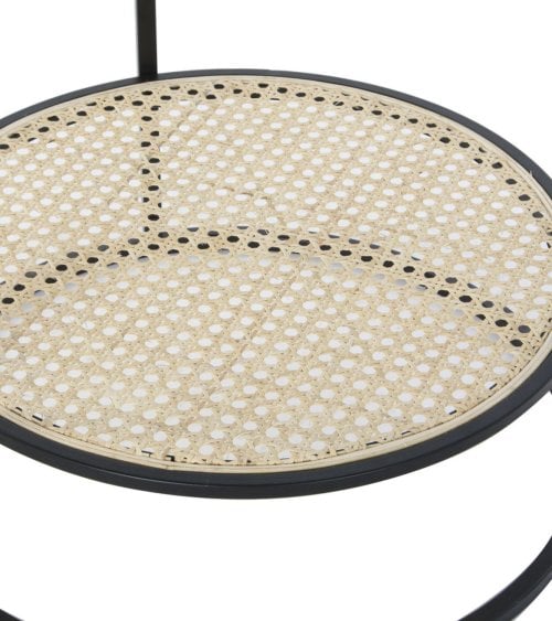 Mesa Auxiliar Redonda de Metal y Rejilla-2