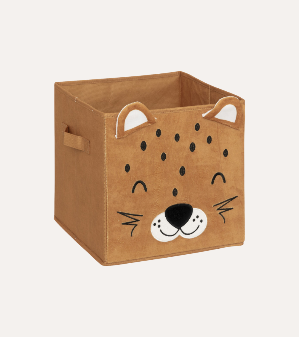 Cesta Plegable de Leopardo Infantil de Terciopelo