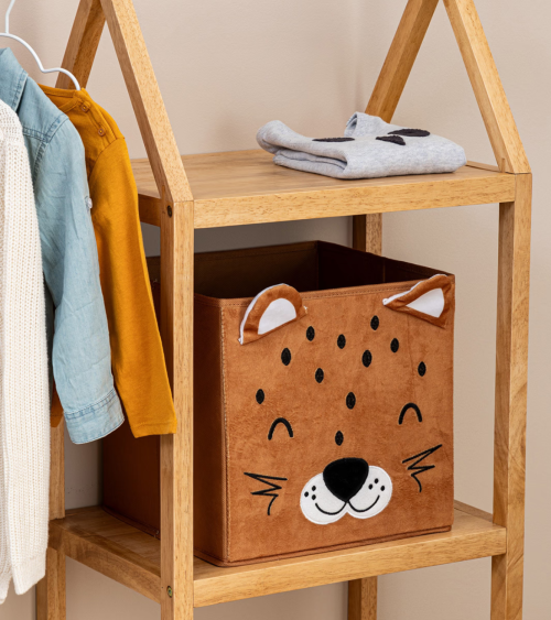 Cesta Plegable de Leopardo Infantil de Terciopelo