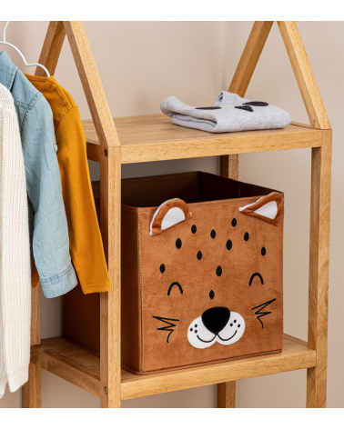 Cesta Plegable de Leopardo Infantil de Terciopelo