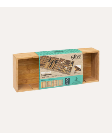 Organizador con Separadores Extraíbles Tidy Smart de Bambú