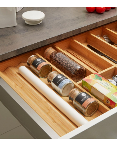 Organizador con Separadores Extraíbles Tidy Smart de Bambú