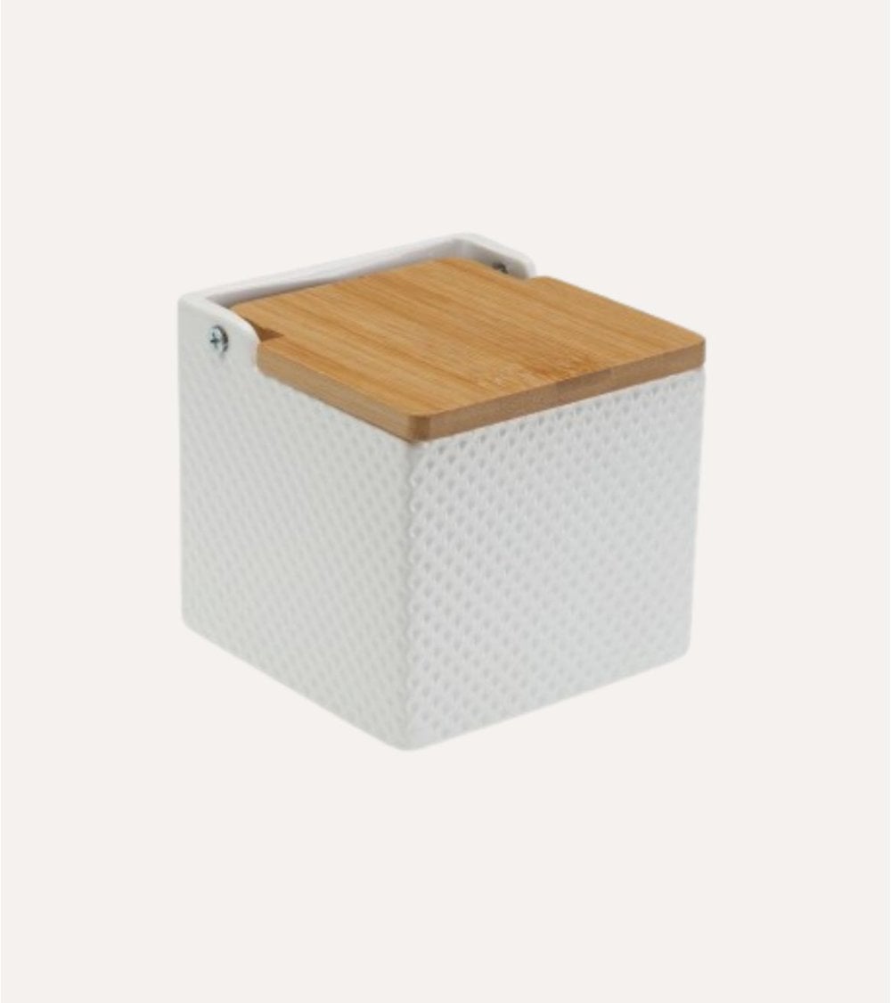 Salero Abejas de Dolomita y Tapa de Bambú
