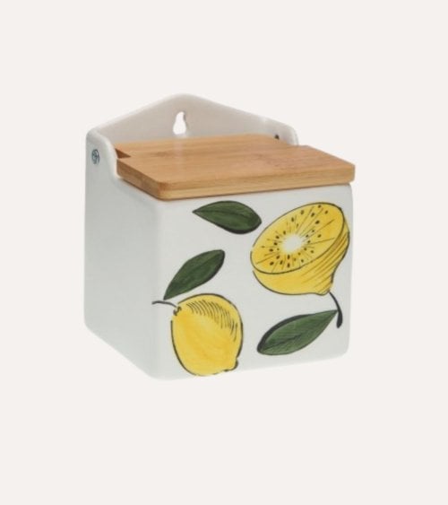 Salero Limones de Dolomita y Tapa de Bambú
