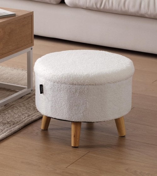 Puff de Almacenaje Teddy de MDF y Poliéster