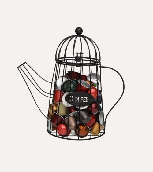 Portacápsulas en Forma de Cafetera de Metal