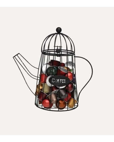 Portacápsulas en Forma de Cafetera de Metal