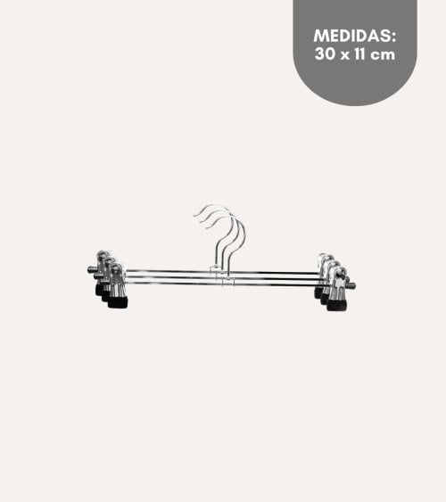 Set de 3 Perchas con Pinzas de Metal