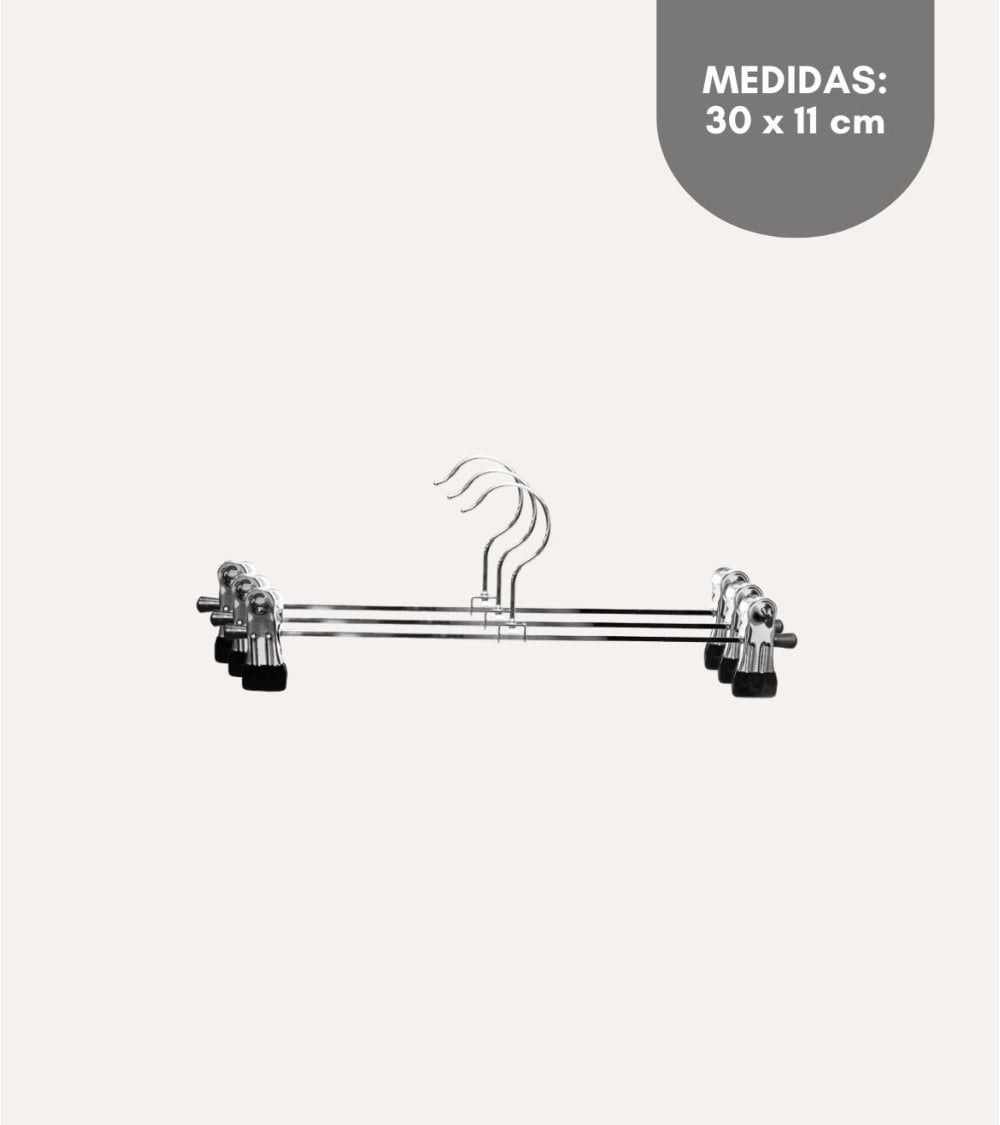 Set de 3 Perchas con Pinzas de Metal