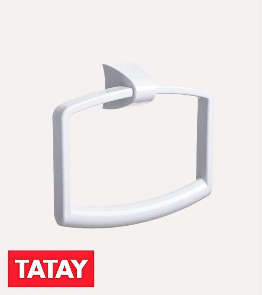 Aro Toallero Cuadrado Blanco de Plástico