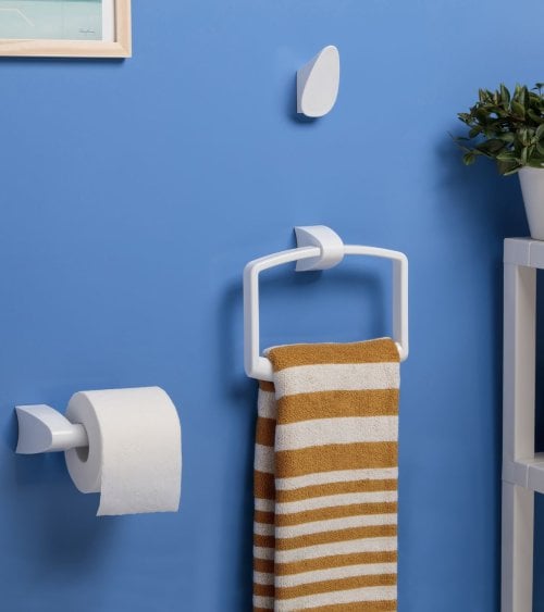 Aro Toallero Cuadrado Blanco de Plástico