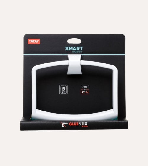 Aro Toallero Cuadrado Blanco de Plástico