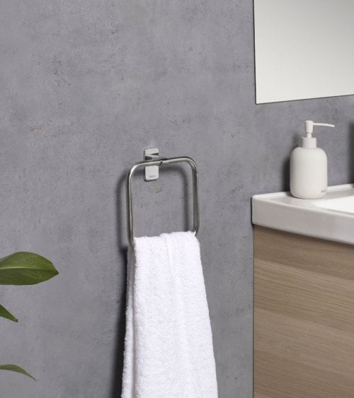 Aro Toallero Cuadrado Slim de Acero Inoxidable