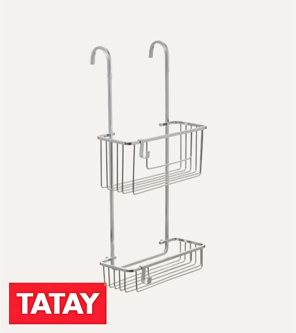 Estante para Ducha con 2 Niveles Disparejos de Aluminio