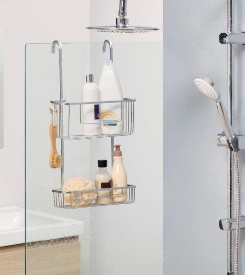 Estante para Ducha con 2 Niveles Disparejos de Aluminio