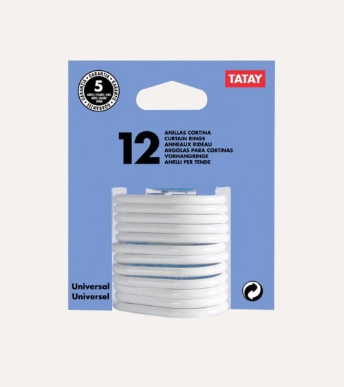 Set de 12 Anillas para Cortina de Baño de Plástico