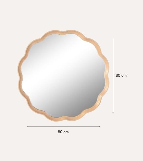 Espejo de Flor con Marco de Roble y Cristal