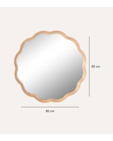 Espejo de Flor con Marco de Roble y Cristal