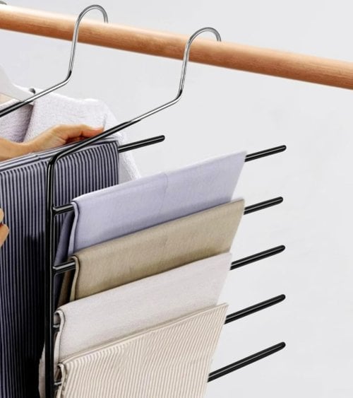 Percha para 4 Pantalones con Lado Abierto de Metal