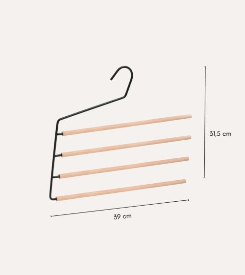 Percha para 4 Pantalones con Lado Abierto de Madera