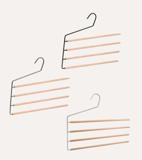 Percha para 4 Pantalones con Lado Abierto de Madera