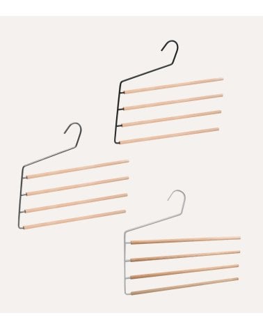 Percha para 4 Pantalones con Lado Abierto de Madera