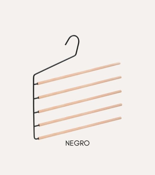 Percha para 5 Pantalones con Lado Abierto de Madera