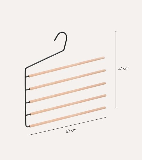 Percha para 5 Pantalones con Lado Abierto de Madera