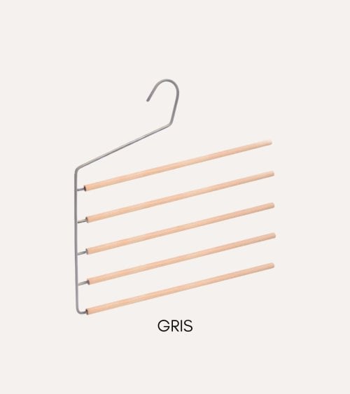Percha para 5 Pantalones con Lado Abierto de Madera