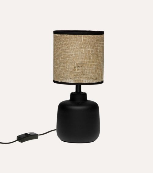 Lámpara de Mesa Estilo Arpillera de Cerámica