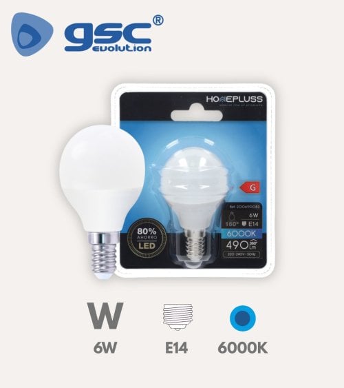 Bombilla LED Esférica E14 6 W