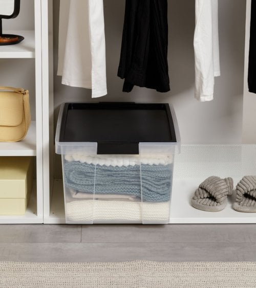 Caja Multiusos con Tapa Negra de Plástico