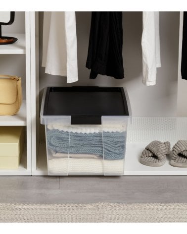 Caja Multiusos con Tapa Negra de Plástico