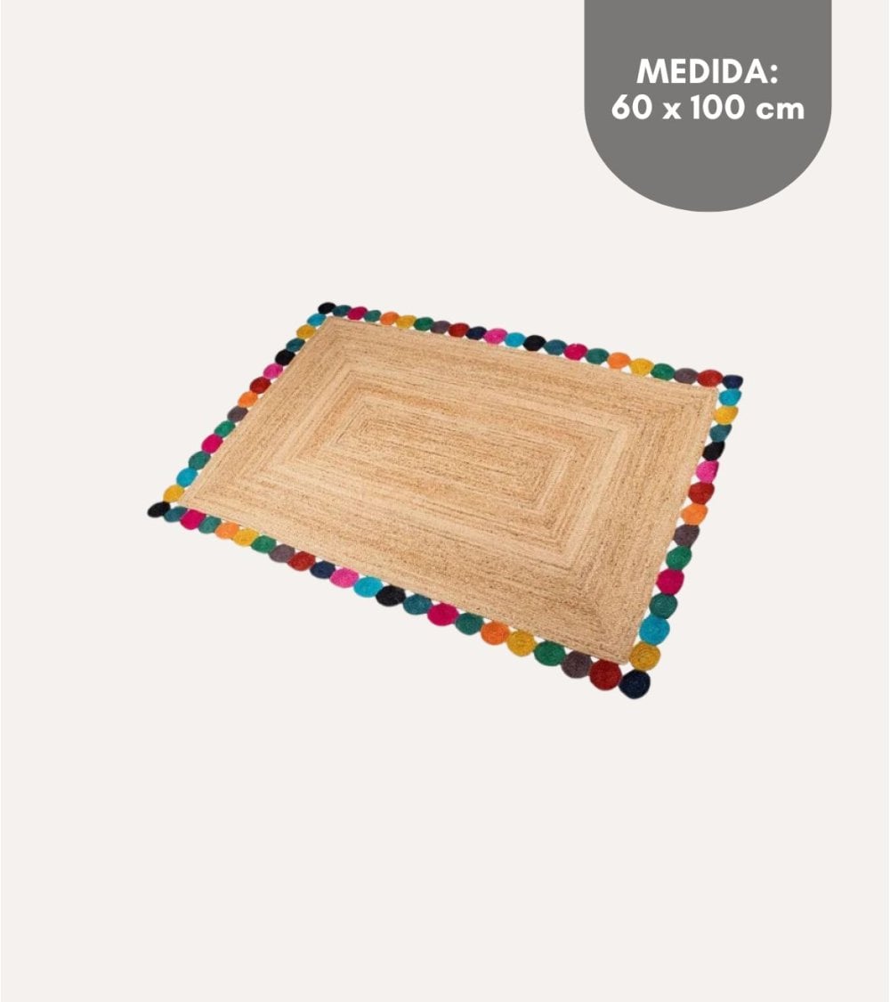 Alfombra con Borde Redondeles Multicolor de Yute