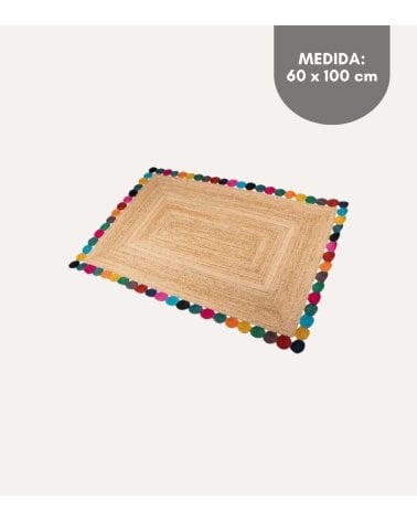 Alfombra con Borde Redondeles Multicolor de Yute