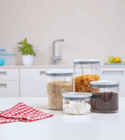 Tarro Transparente de Plástico con Tapa Hermética