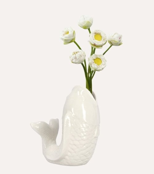 Jarrón de Pez Aquamarine de Porcelana