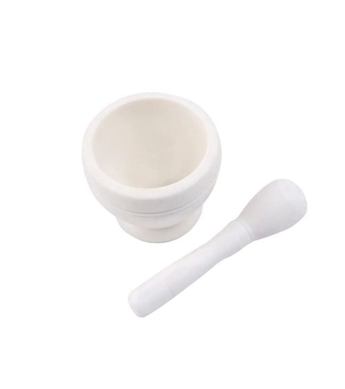 Mortero con Maza de Polipropileno en color Blanco