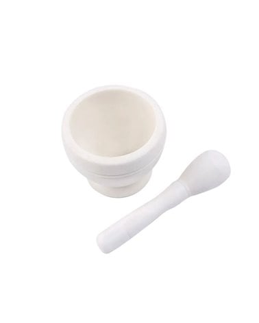 Mortero con Maza de Polipropileno en color Blanco