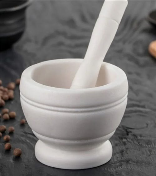 Mortero con Maza de Polipropileno en color Blanco