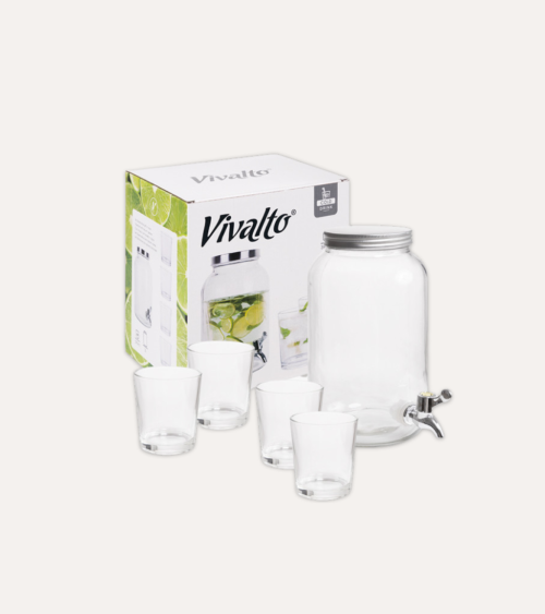 Jarra de Bebidas con Enfriador y Grifo de Cristal