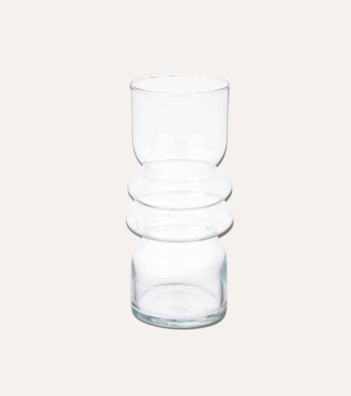 Jarrón Estrecho de Doble Esfera de Vidrio