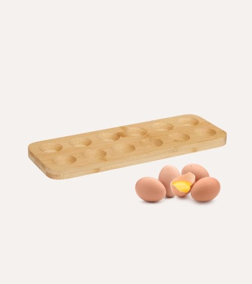 Huevera para 12 Huevos de Bambú