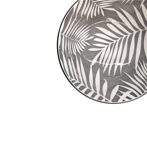 Bol Ovalado de Porcelana con Estampado de Hojas