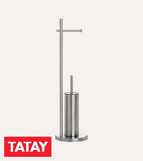 Portarollos con Escobilla de Baño Satín de Acero Inox