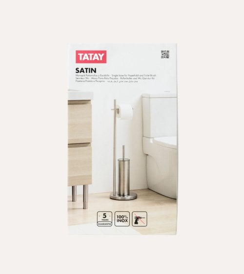 Portarollos con Escobilla de Baño Satín de Acero Inox