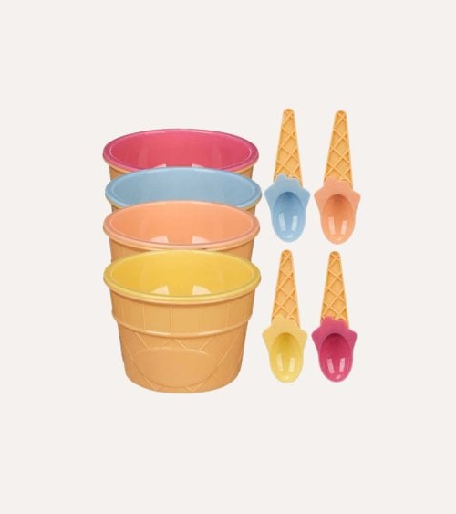 Set de 4 Copas de Helado con Cucharas de Plástico